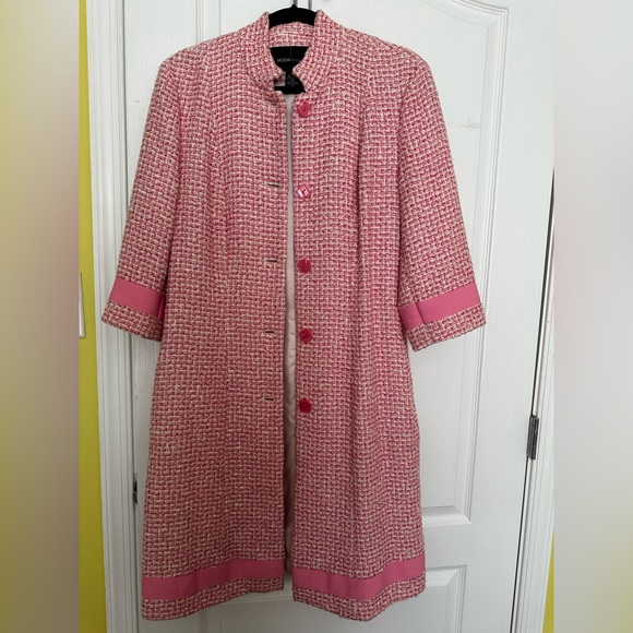 Women's Pink Tweed Cotton mix Coat size 12 by Moda International - Picture 1 of 9